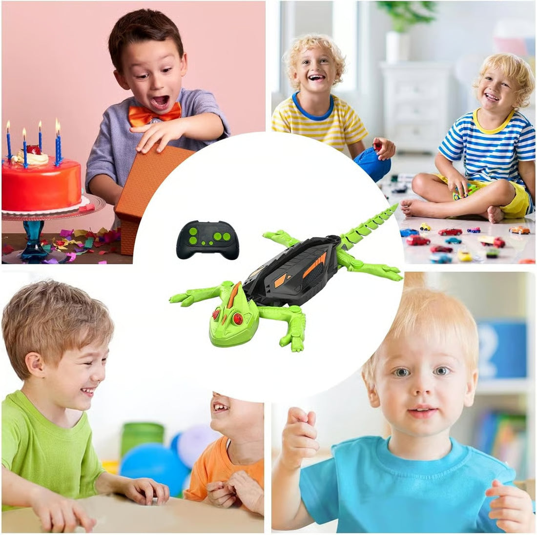 🌲Julegave🦎 LED Veggkryper-Gekko – 360° RC Øgle-leke for barn 🎮✨