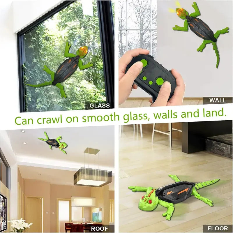 🌲Julegave🦎 LED Veggkryper-Gekko – 360° RC Øgle-leke for barn 🎮✨